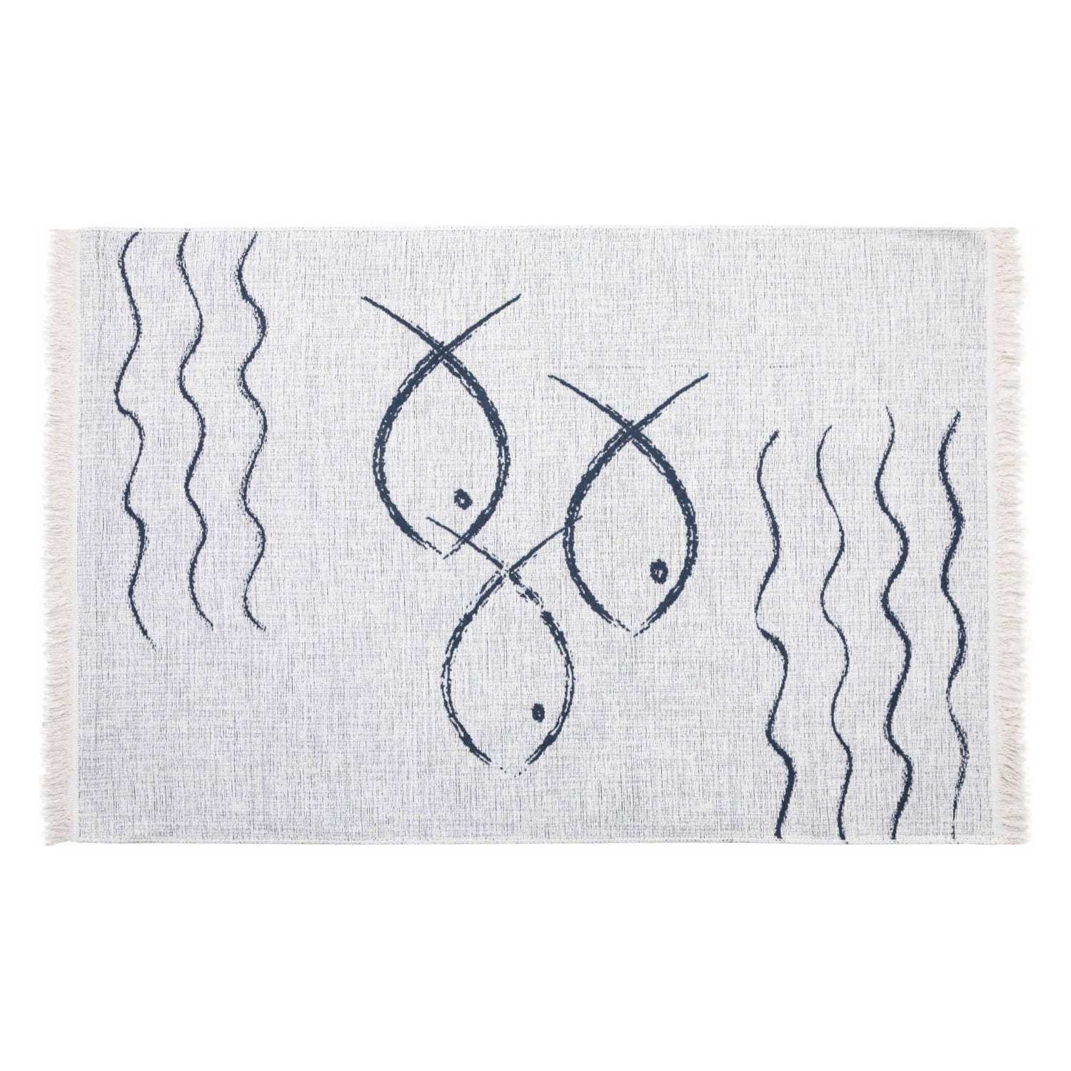 LARISSA FISH ÇİFT TARAFLI HALI LACİVERT BEYAZ 120X180