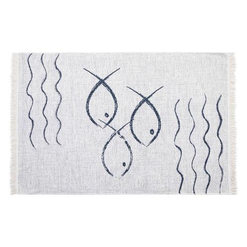 LARISSA FISH ÇİFT TARAFLI HALI LACİVERT BEYAZ 120X180