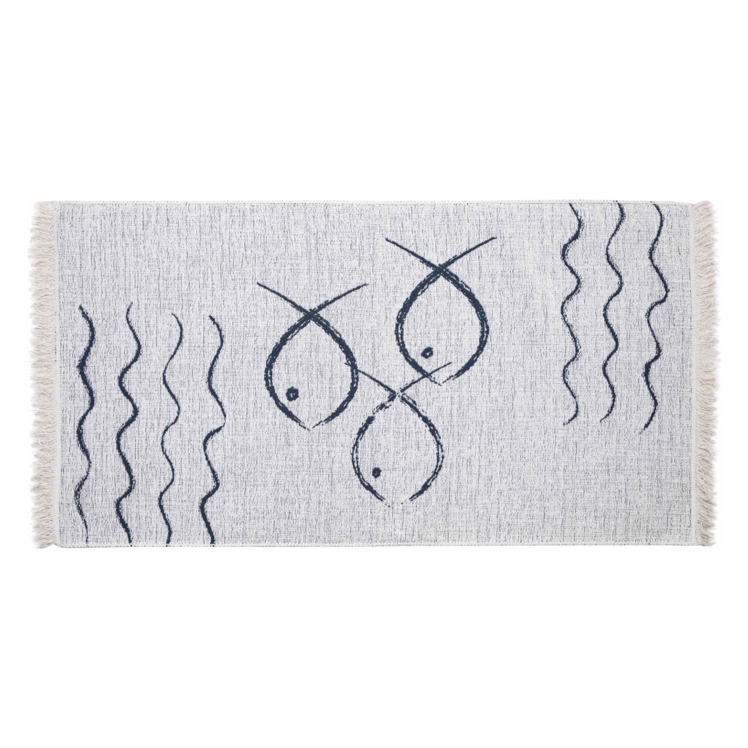 LARISSA FISH ÇİFT TARAFLI KİLİM LACİVERT BEYAZ 80X150