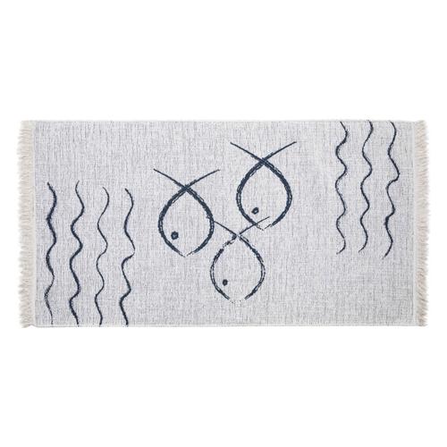  LARISSA FISH ÇİFT TARAFLI KİLİM LACİVERT BEYAZ 80X150