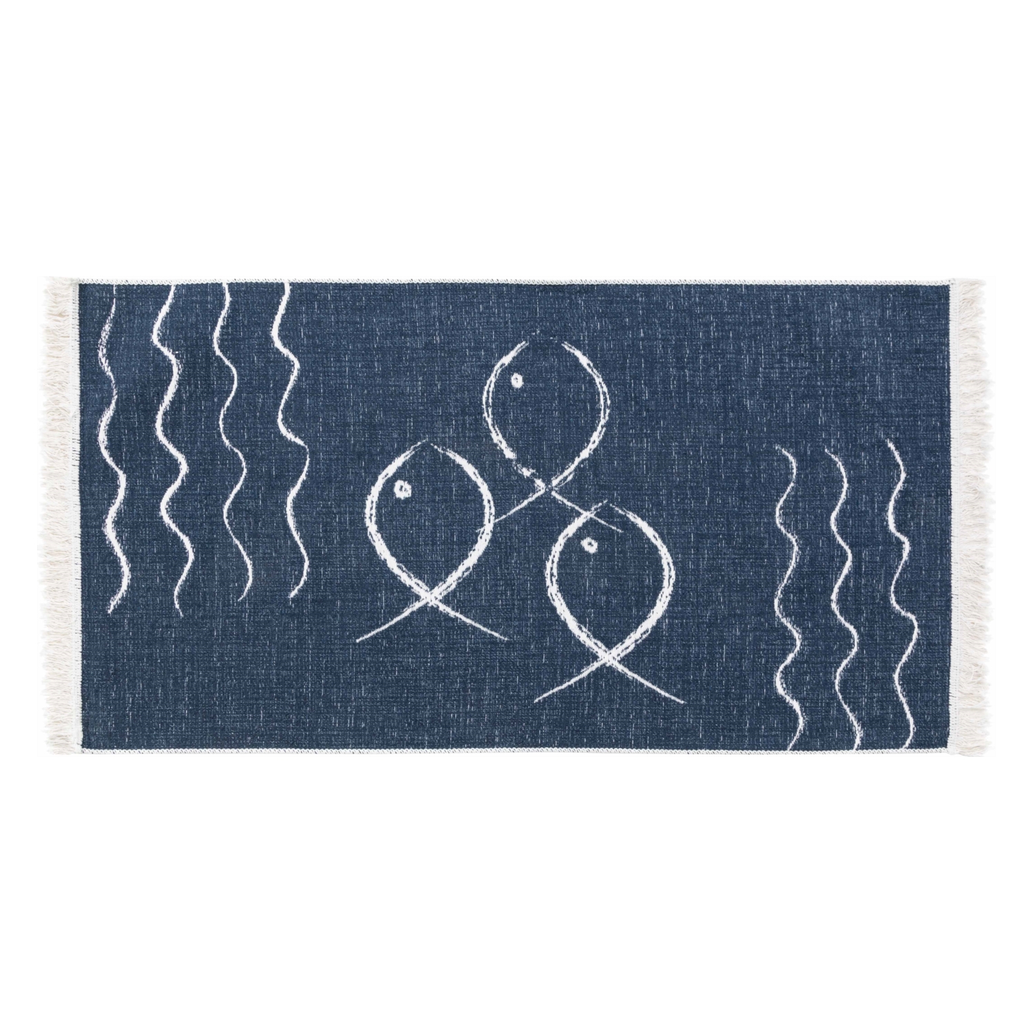 LARISSA FISH ÇİFT TARAFLI KİLİM LACİVERT BEYAZ 80X150