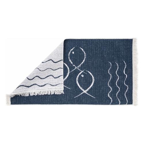  LARISSA FISH ÇİFT TARAFLI KİLİM LACİVERT BEYAZ 80X150