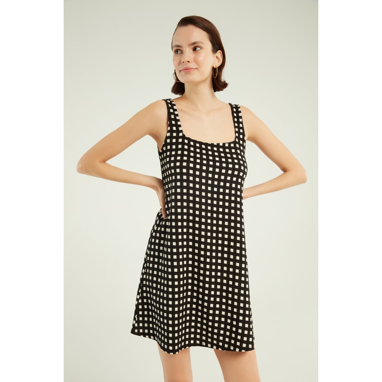 PÖTİKARELİ A FORM MİNİ ELBİSE