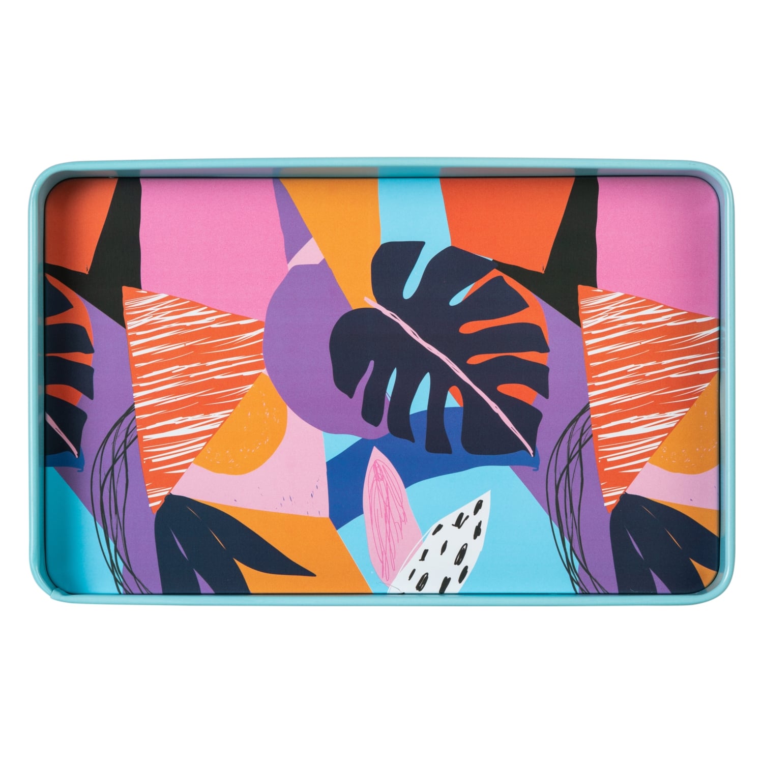 PATTERNED  DİKDÖRTGEN TEPSİ 34X21CM - MAVİ