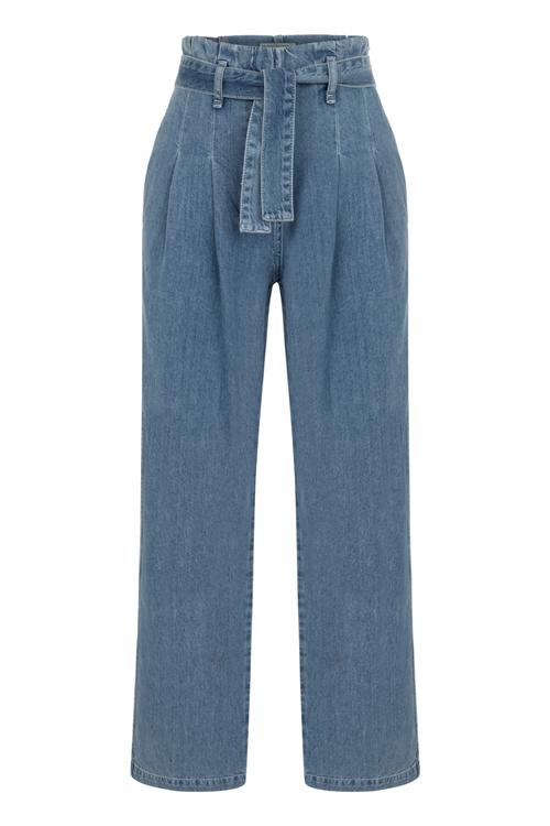  BELİ KUŞAKLI HAVUÇ KESİM JEAN PANTOLON