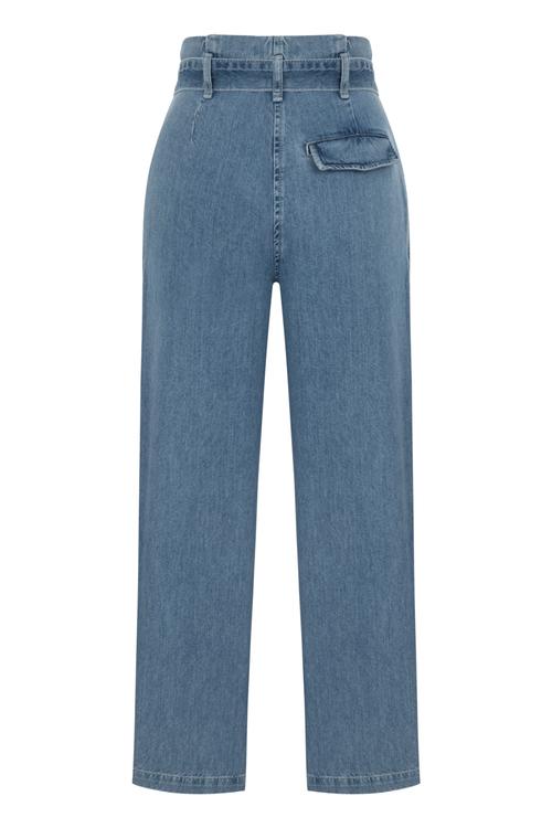  BELİ KUŞAKLI HAVUÇ KESİM JEAN PANTOLON