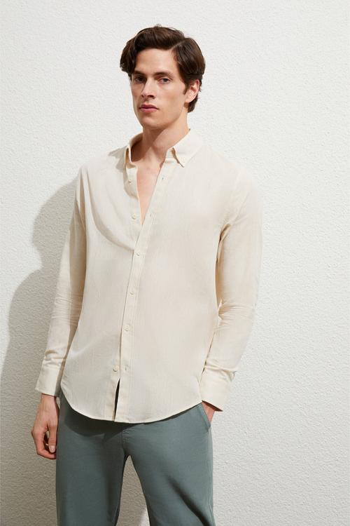  KETEN KARIŞIMLI REGULAR FIT GÖMLEK