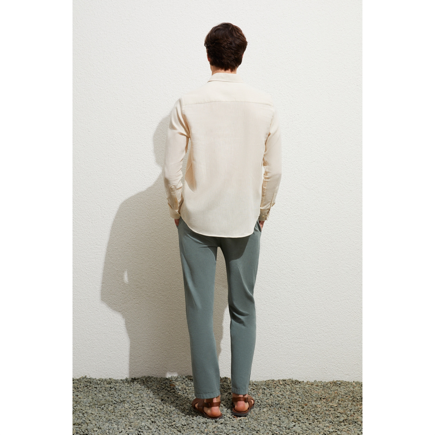 KETEN KARIŞIMLI REGULAR FIT GÖMLEK