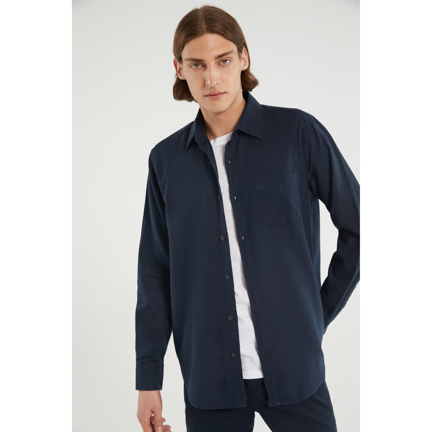 KETEN İÇERİKLİ REGULAR FIT GÖMLEK