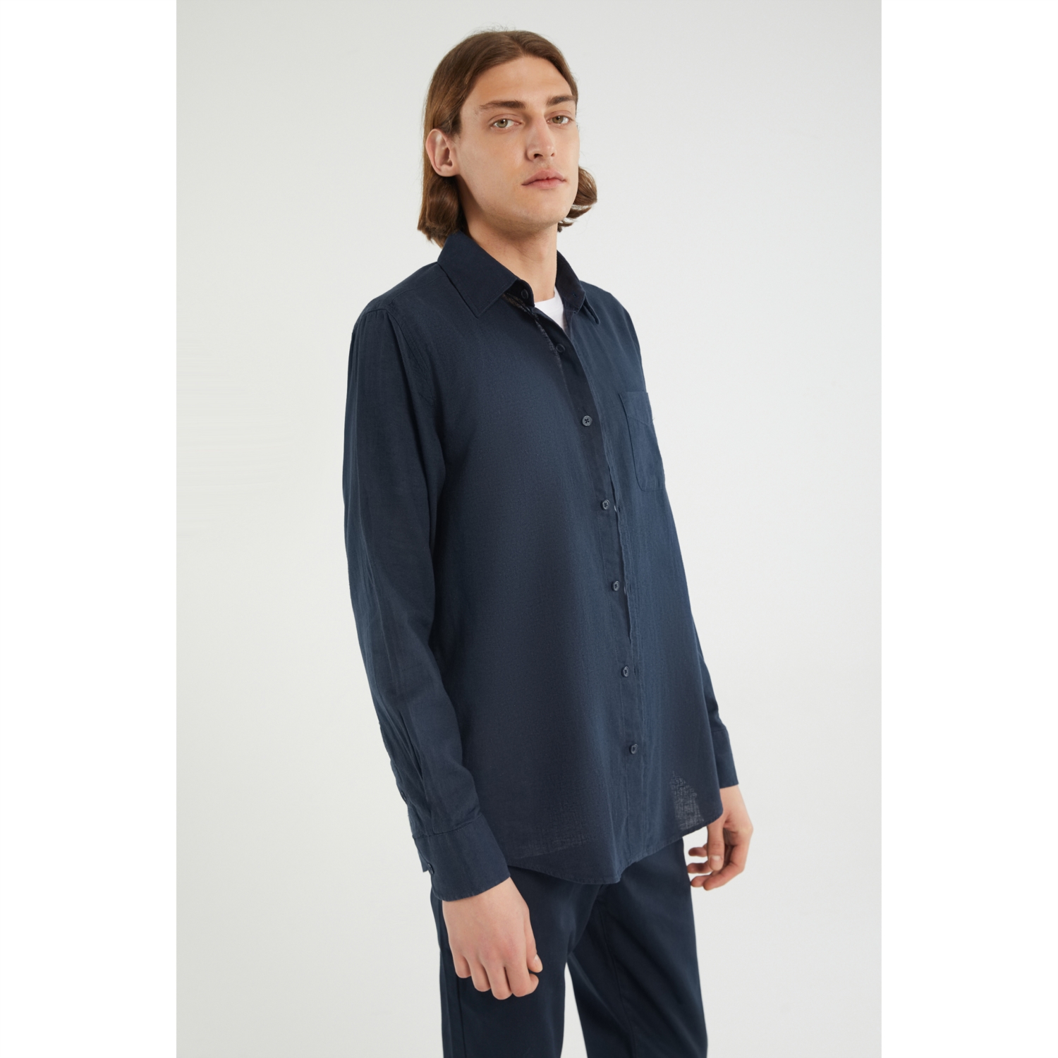 KETEN İÇERİKLİ REGULAR FIT GÖMLEK