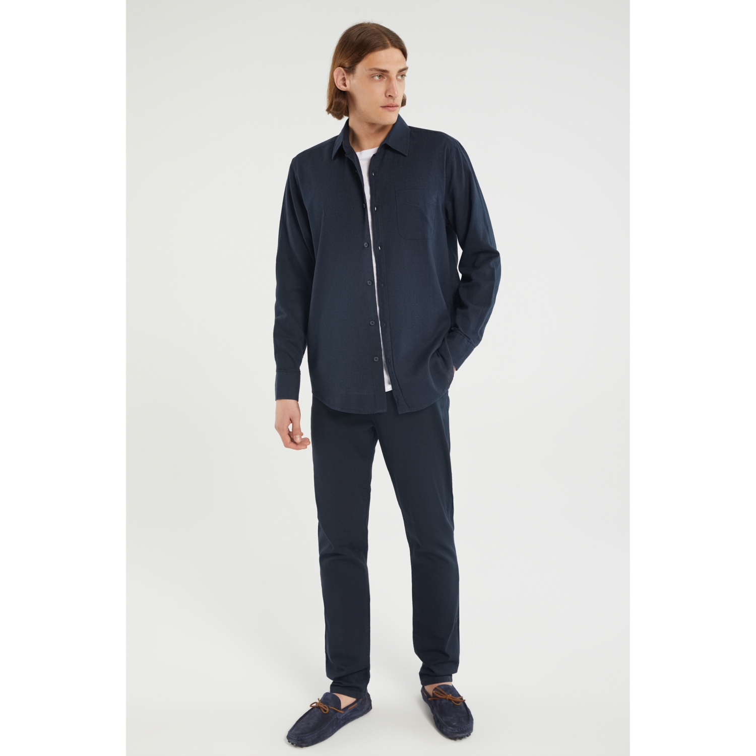 KETEN İÇERİKLİ REGULAR FIT GÖMLEK