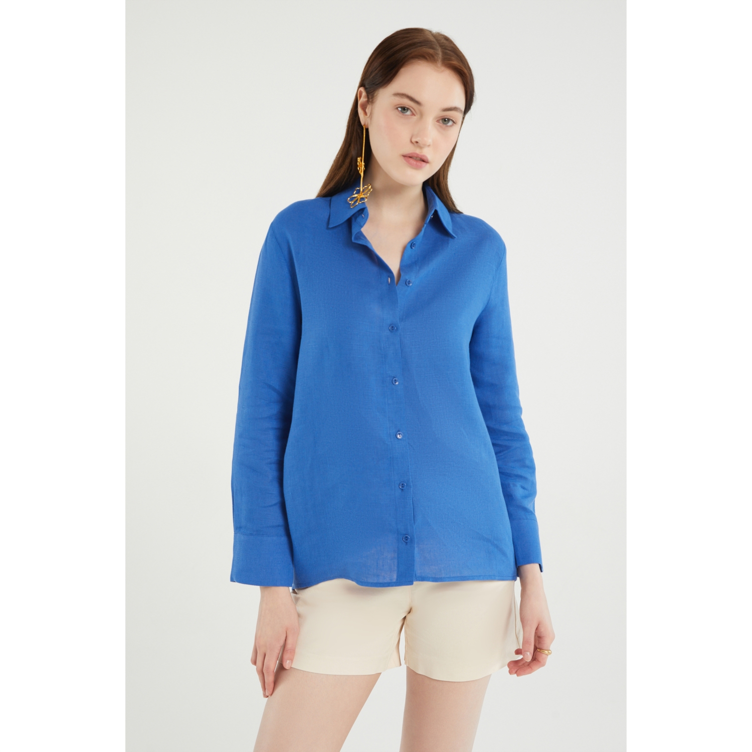 REGULAR FIT KETEN GÖMLEK