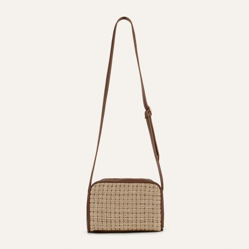  HASIR VE DERİ DETAYLI OMUZ ÇANTASI