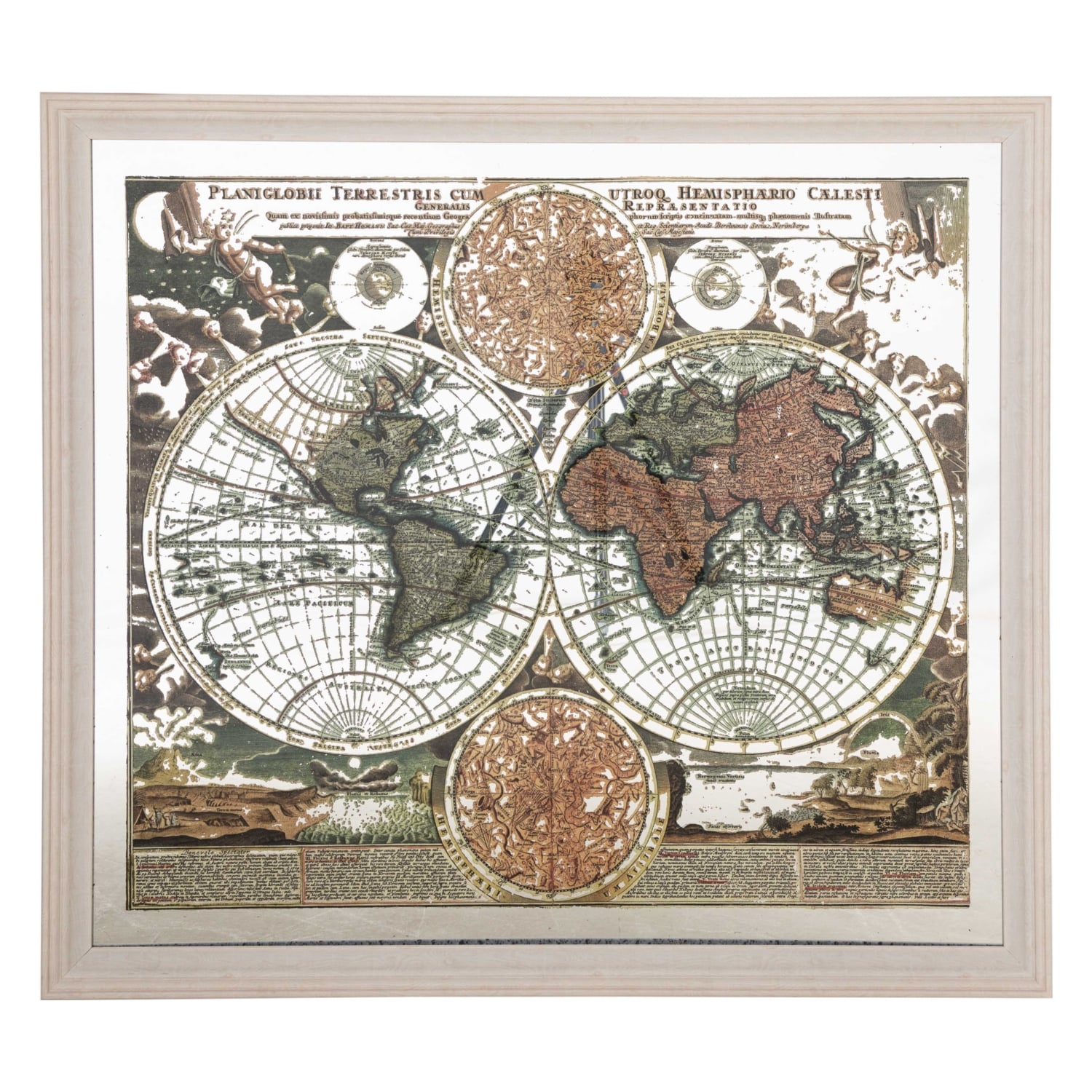 HARİTALI DUVAR AYNASI BEYAZ 145X130 CM