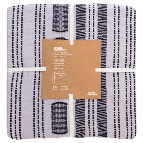  YURI YATAK ÖRTÜSÜ TAKIMI ÇİFT KİŞİLİK AÇIK GRİ 240X260