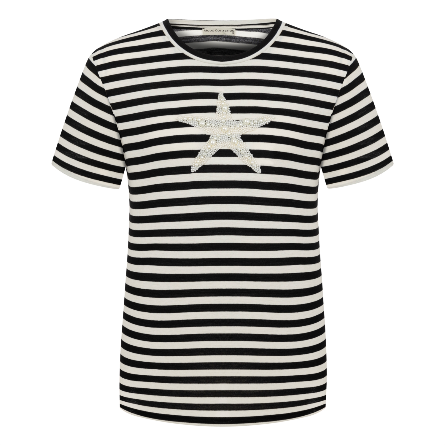 TAŞLI DENİZ YILDIZI DETAYLI KISA KOLLU T-SHIRT