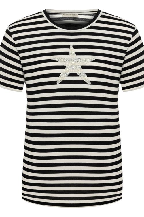  TAŞLI DENİZ YILDIZI DETAYLI KISA KOLLU T-SHIRT