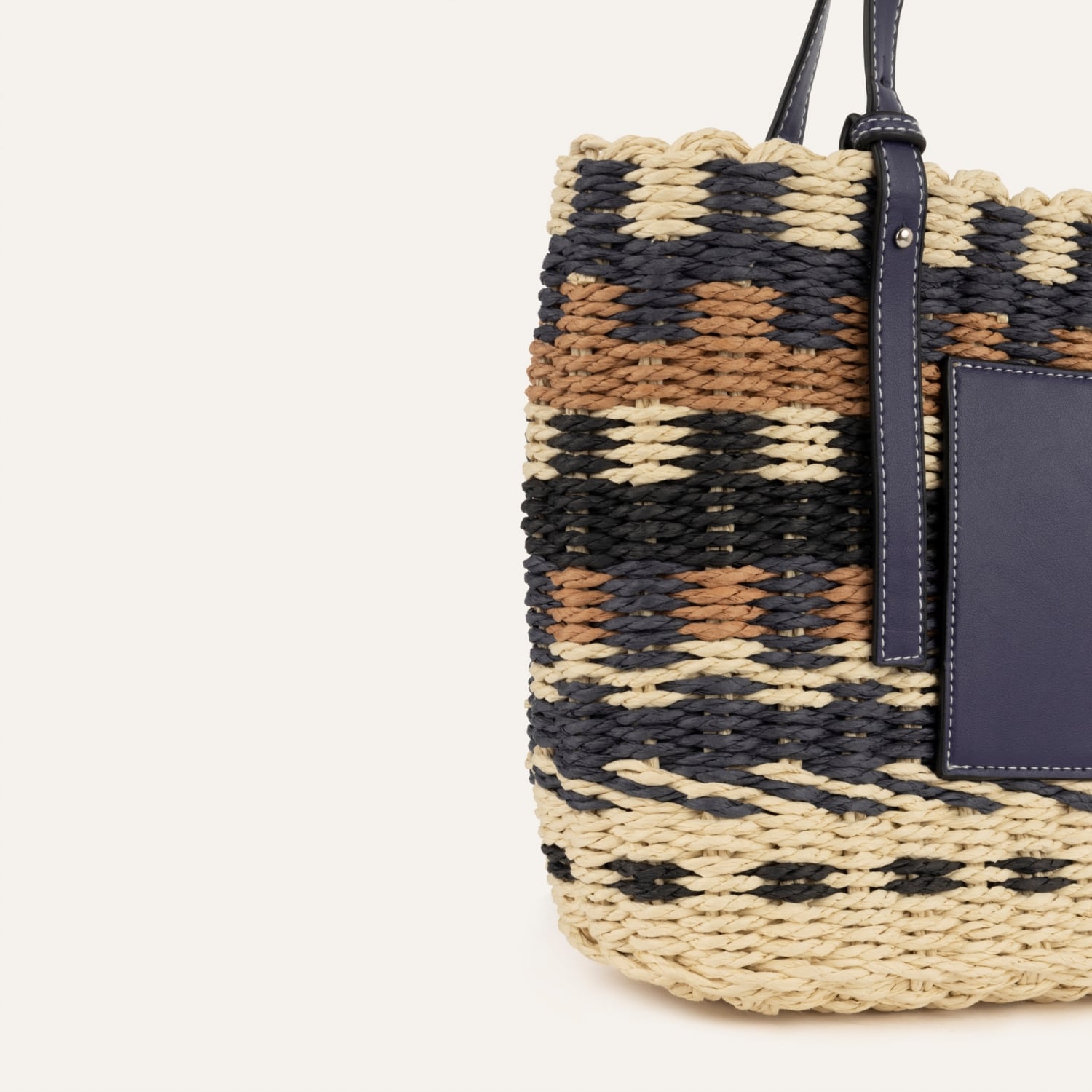 RENK BLOKLU HASIR EL ÇANTASI