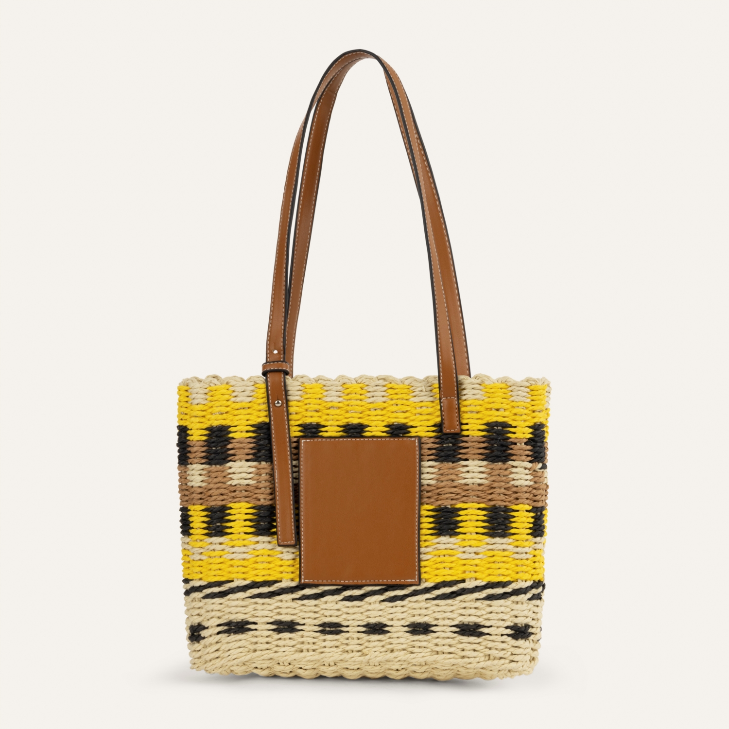 RENK BLOKLU HASIR EL ÇANTASI