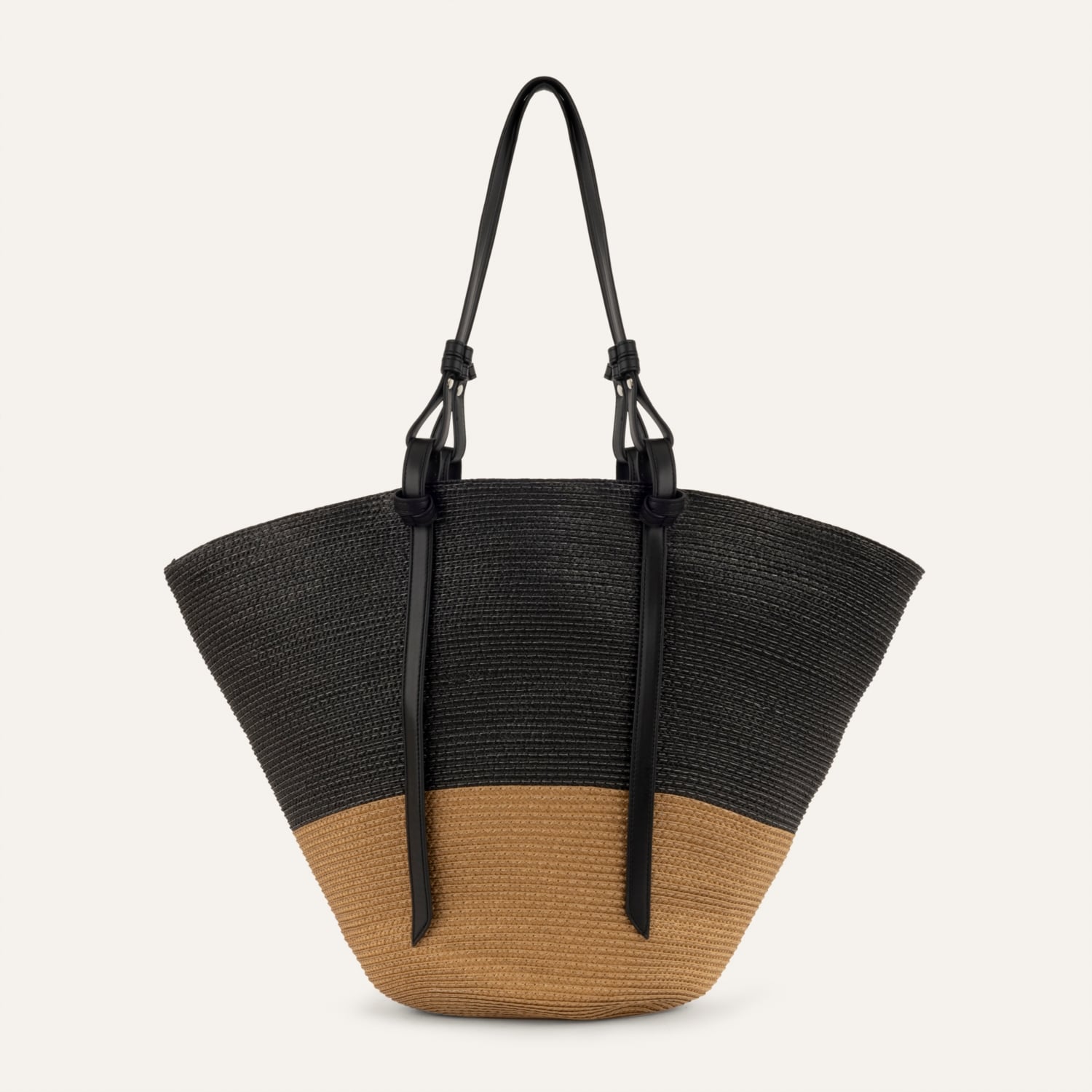 RENK BLOKLU HASIR SHOPPER ÇANTA