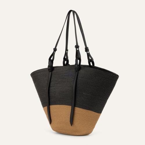  RENK BLOKLU HASIR SHOPPER ÇANTA