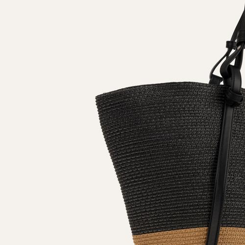  RENK BLOKLU HASIR SHOPPER ÇANTA