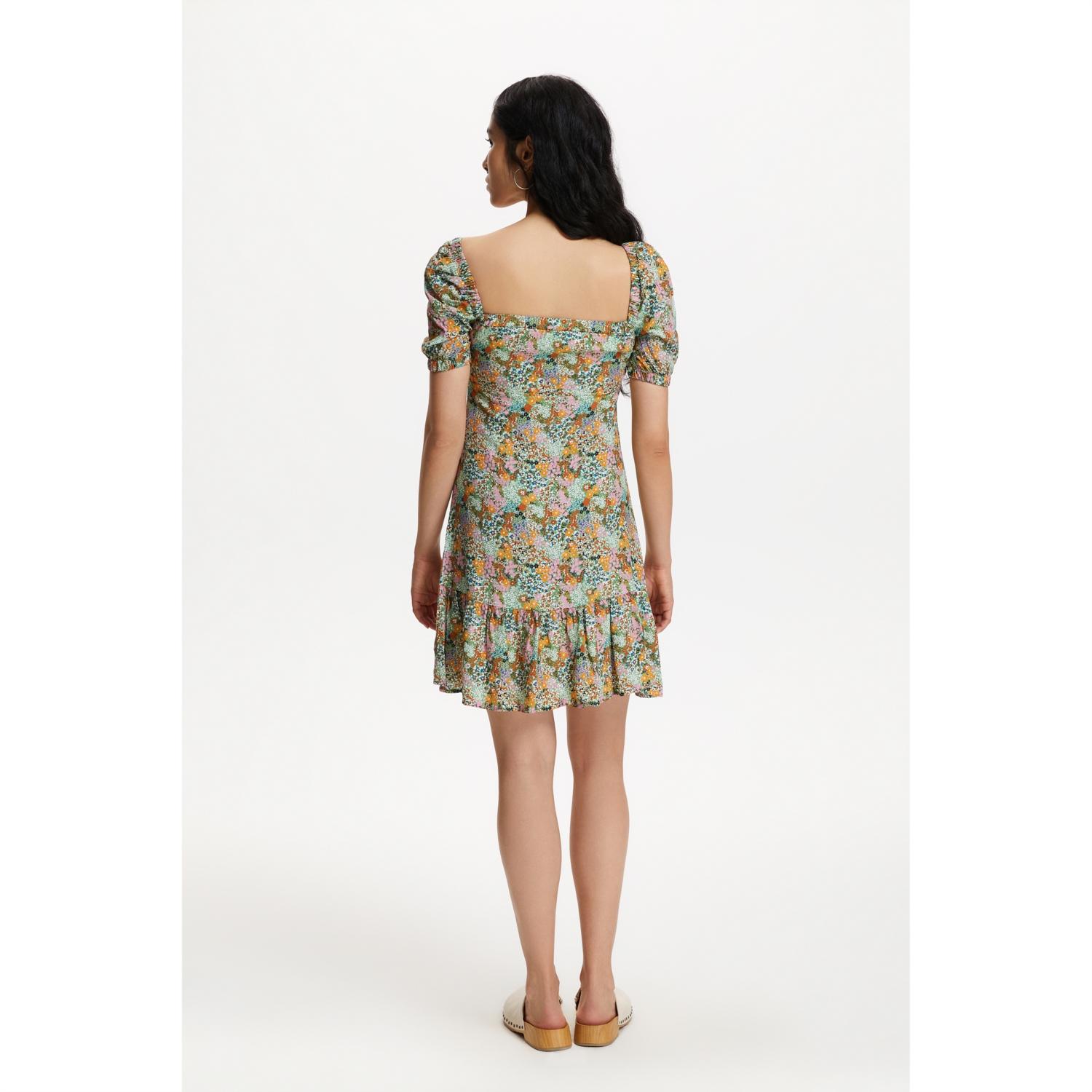 ÇİÇEK DESENLİ MİNİ ELBİSE