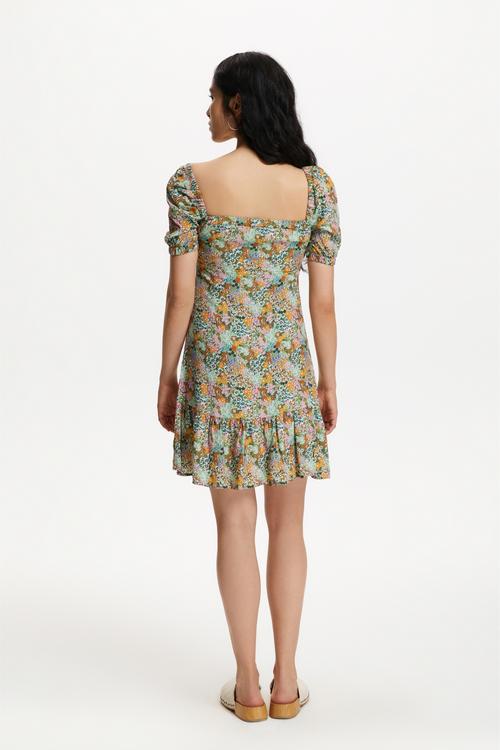  ÇİÇEK DESENLİ MİNİ ELBİSE