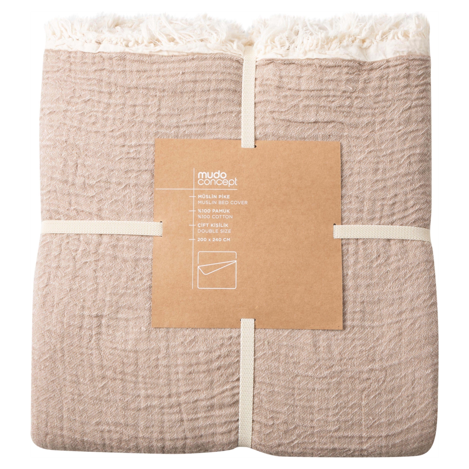 MÜSLİN PİKE EKRU BEJ ÇİFT K. 200X240