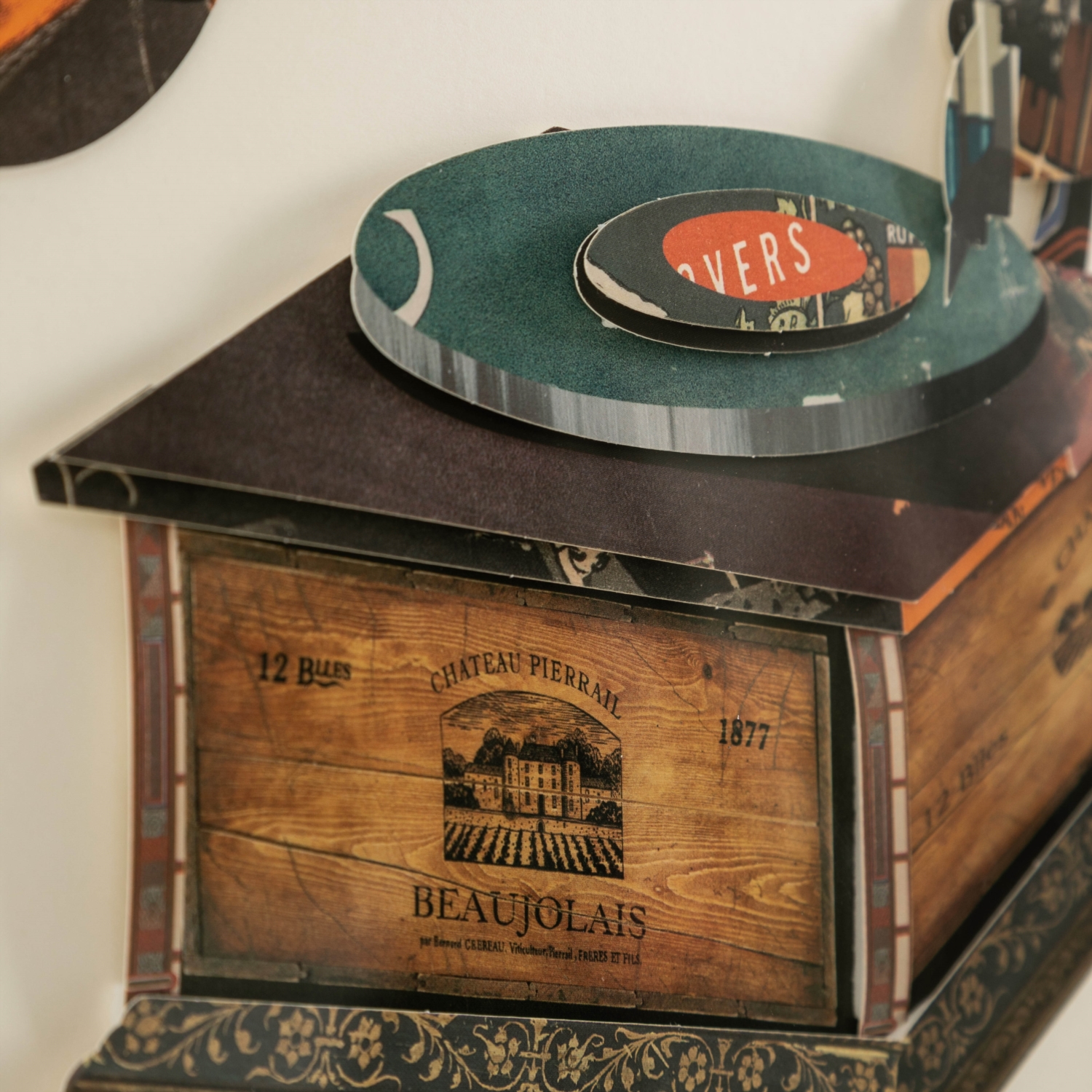 VINTAGE GRAMOPHONE ÇERÇEVELİ PANO 60X60 CM