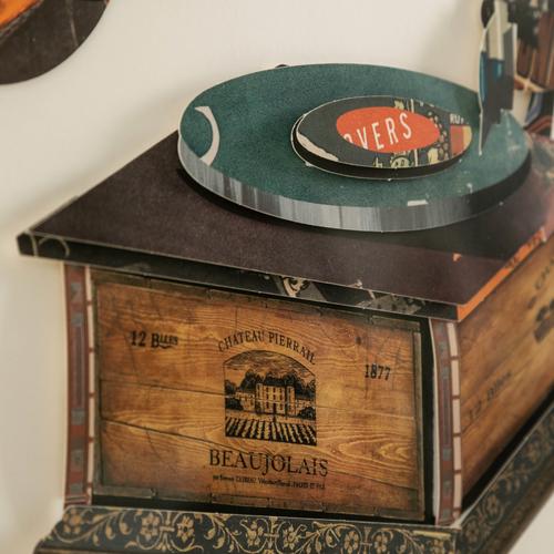  VINTAGE GRAMOPHONE ÇERÇEVELİ PANO 60X60 CM