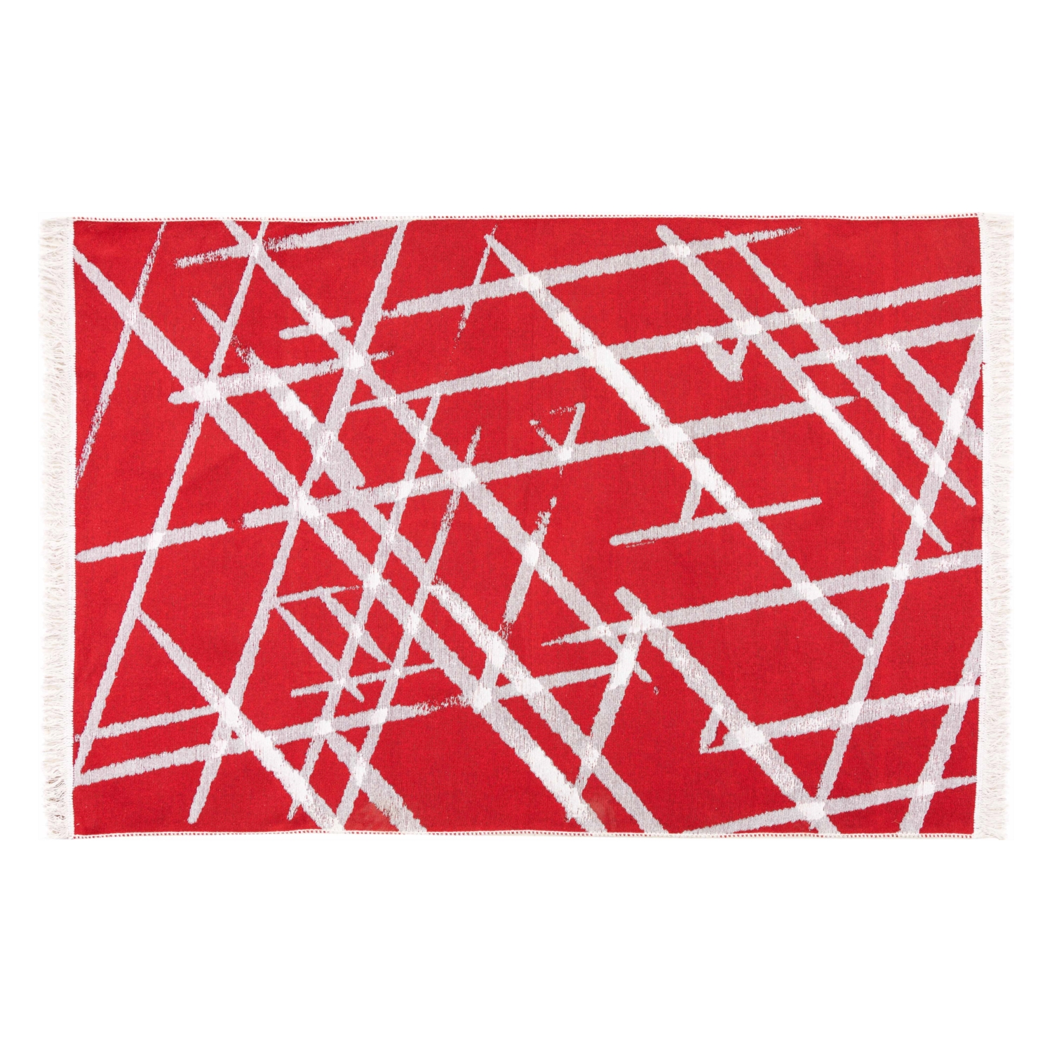 KAI ÇİFT TARAFLI HALI BEYAZ KIRMIZI 120X180