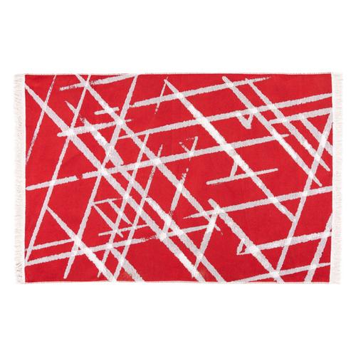  KAI ÇİFT TARAFLI HALI BEYAZ KIRMIZI 120X180