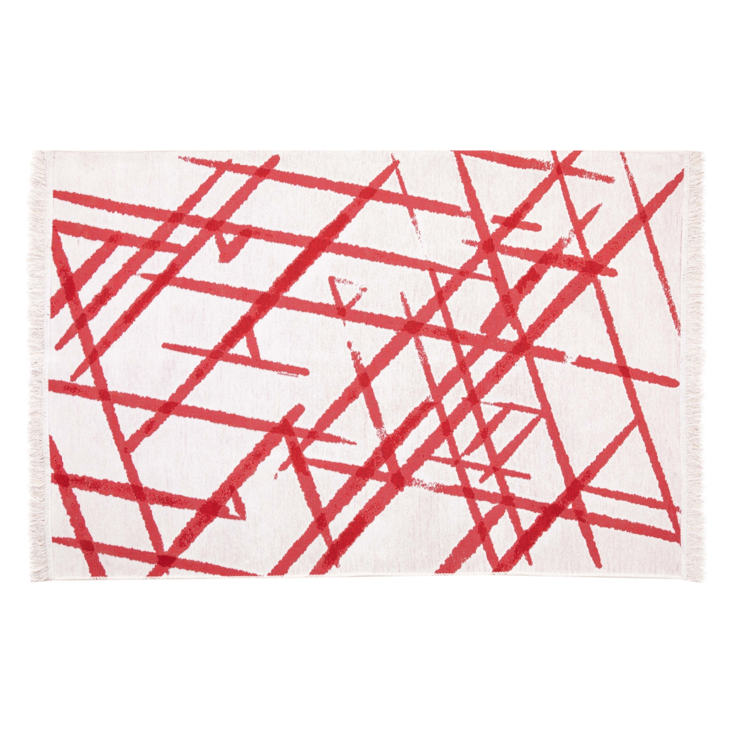 KAI ÇİFT TARAFLI HALI BEYAZ KIRMIZI 120X180