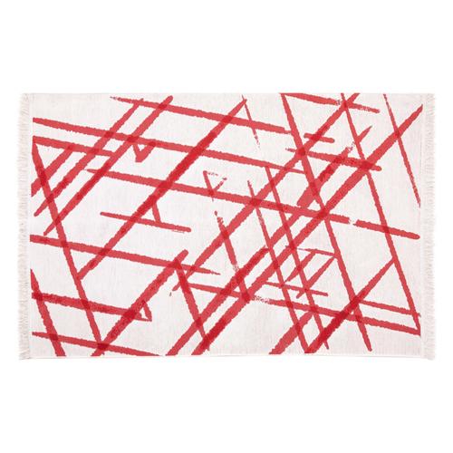  KAI ÇİFT TARAFLI HALI BEYAZ KIRMIZI 120X180