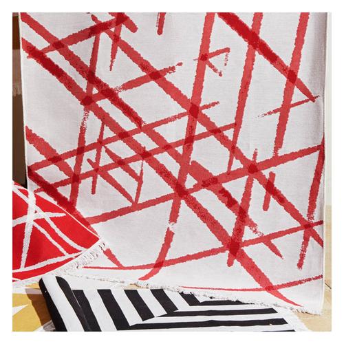  KAI ÇİFT TARAFLI HALI BEYAZ KIRMIZI 120X180