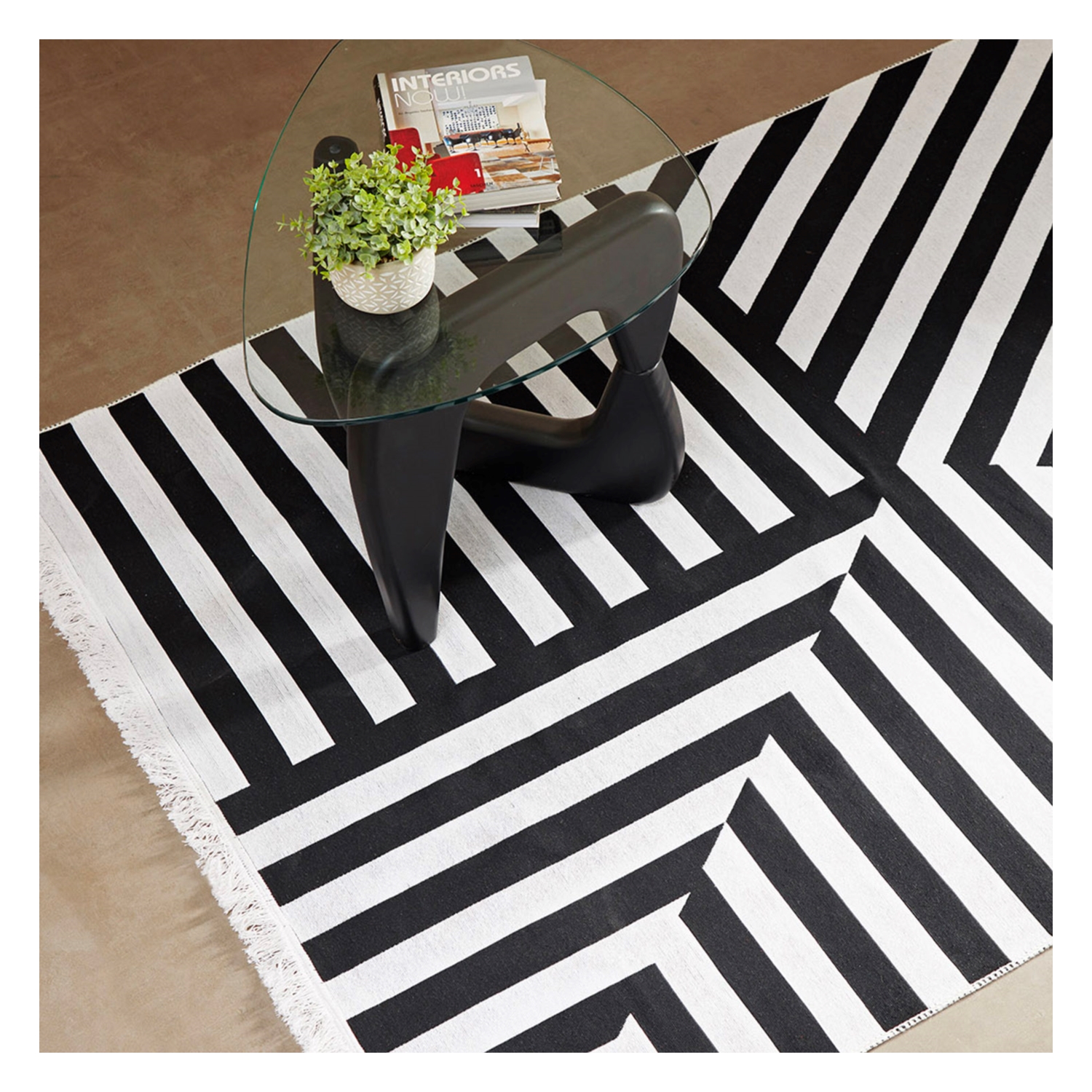 KENNY ÇİFT TARAFLI HALI SİYAH BEYAZ 160X230