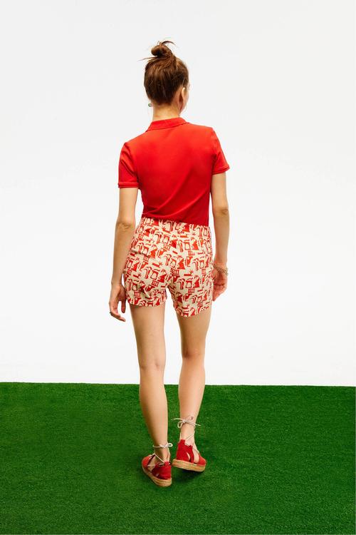  BASKILI YÜKSEK BEL MİNİ ŞORT