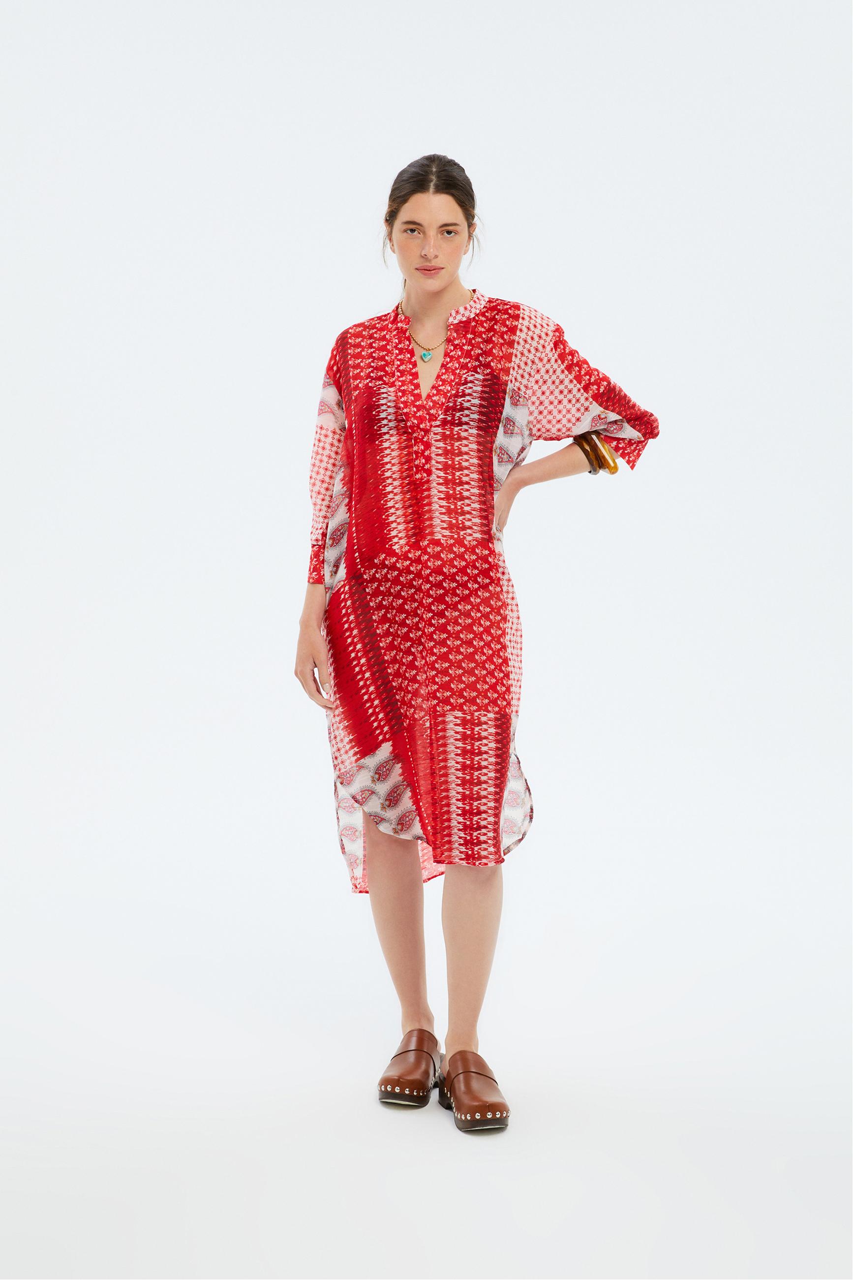 ETNİK DESENLİ PLAJ ELBİSESİ