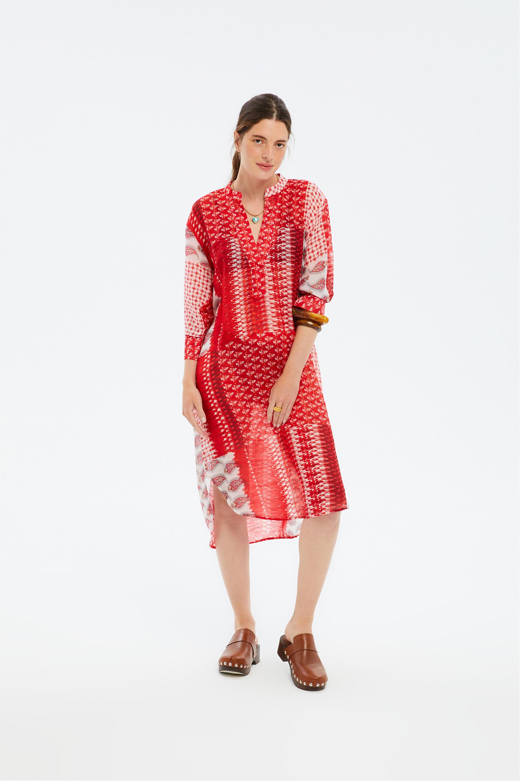 ETNİK DESENLİ PLAJ ELBİSESİ