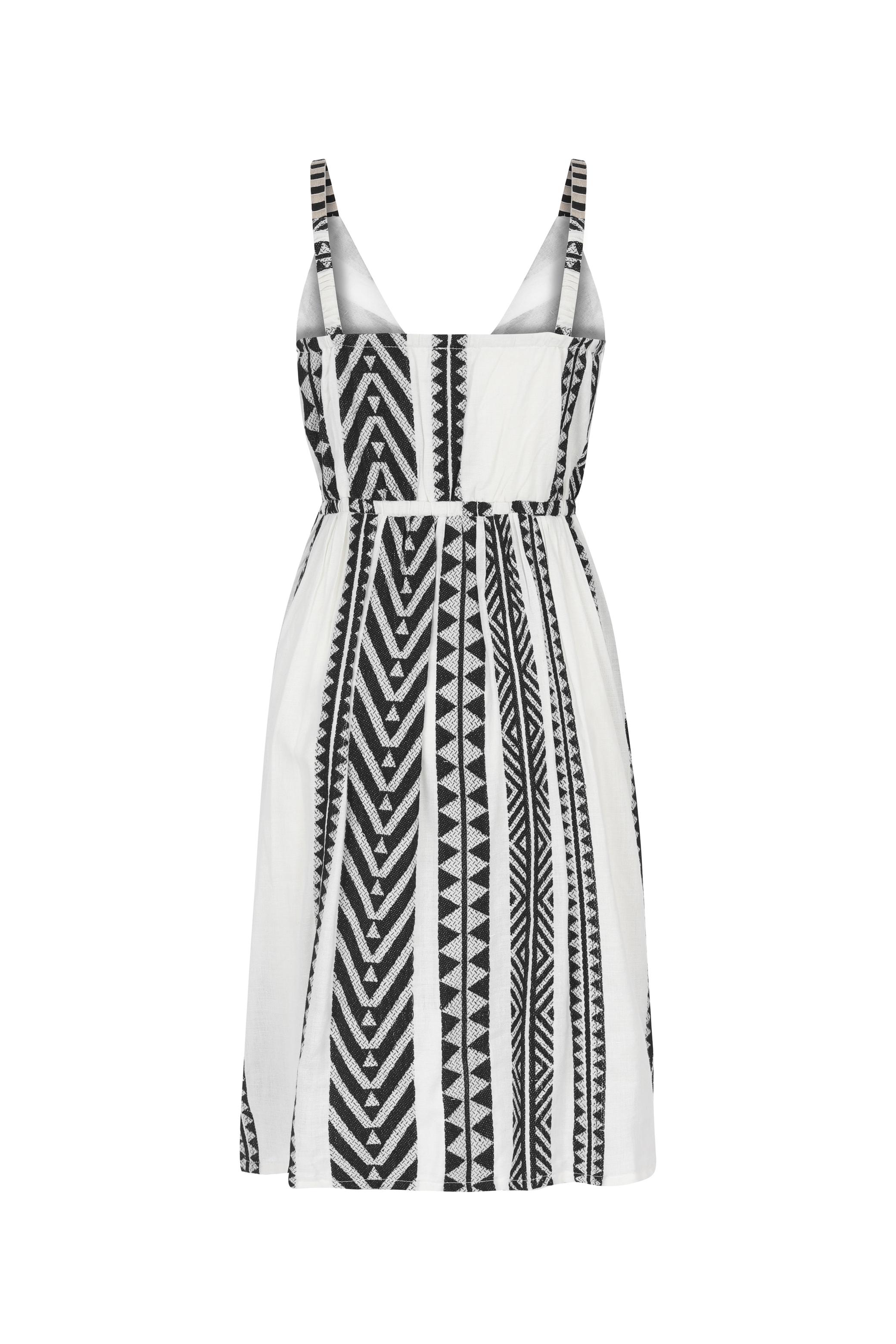 ETNİK DESENLİ ASKILI MİNİ ELBİSE