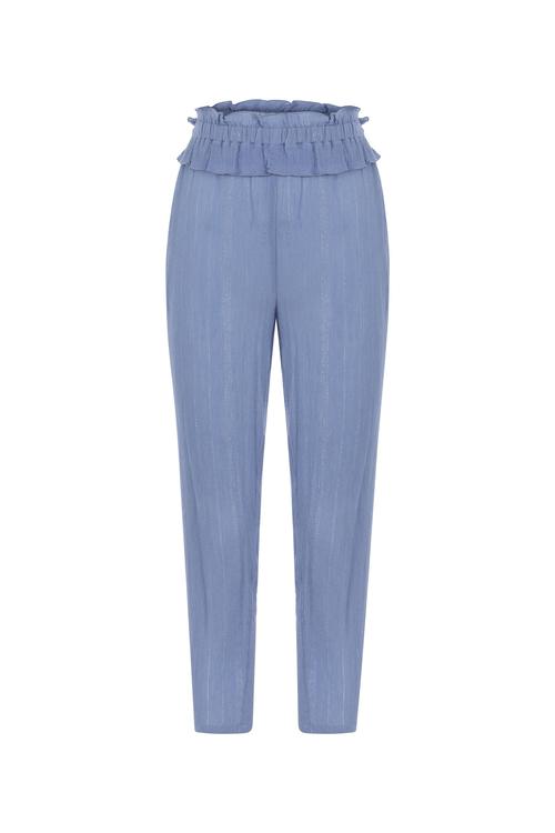  HAVUÇ KESİM BELİ LASTİKLİ JAKARLI PANTOLON