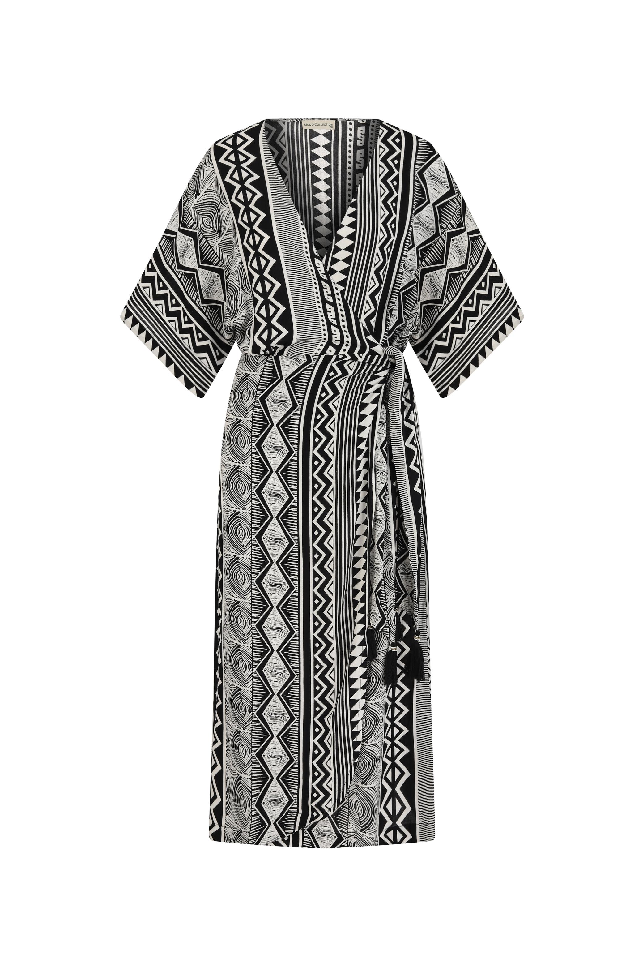ETNİK DESENLİ UZUN PLAJ ELBİSESİ