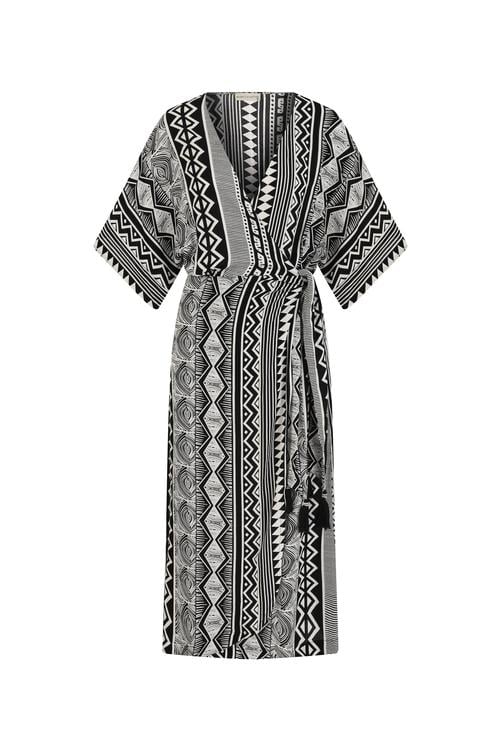  ETNİK DESENLİ UZUN PLAJ ELBİSESİ