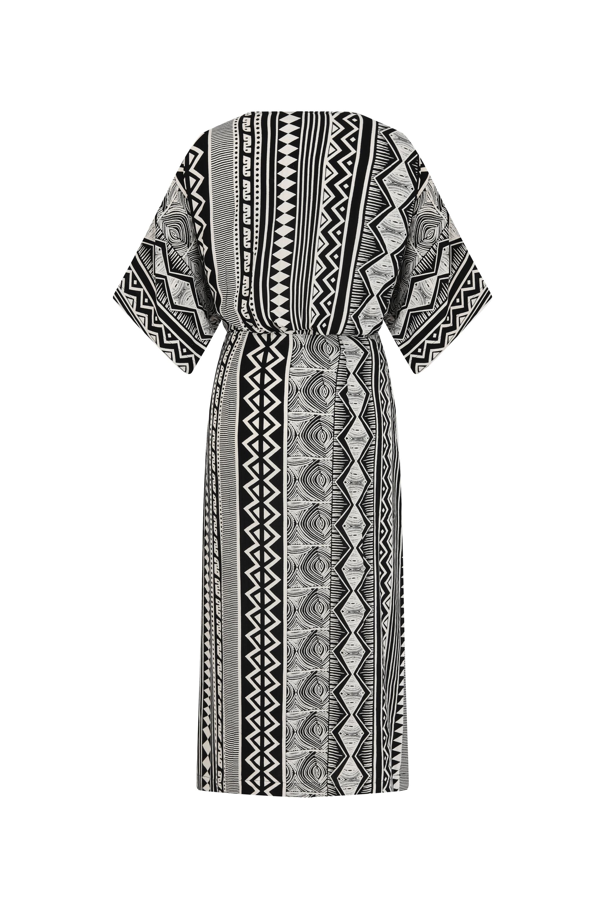 ETNİK DESENLİ UZUN PLAJ ELBİSESİ