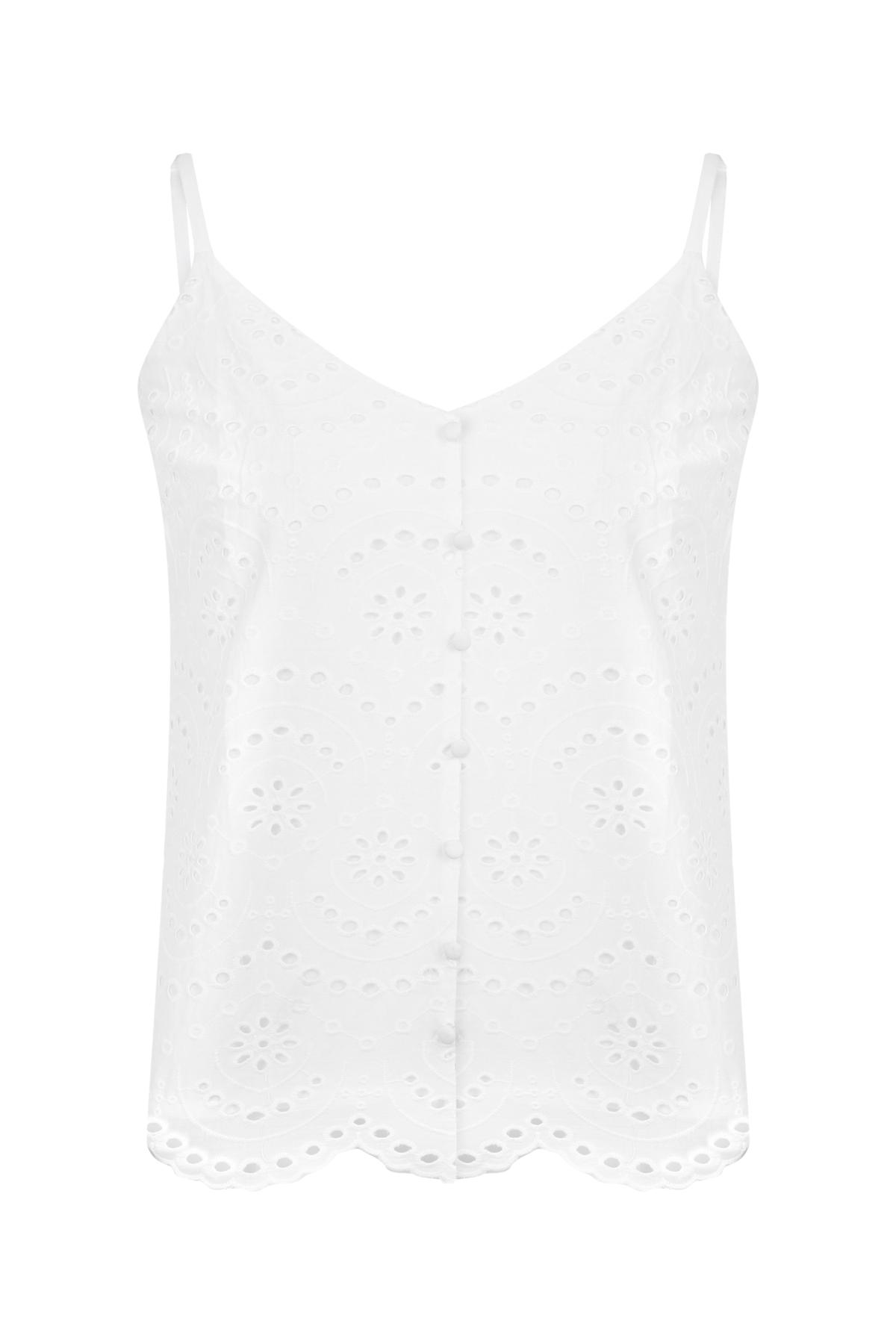 FİSTO İŞLEMELİ ASKILI BLUZ