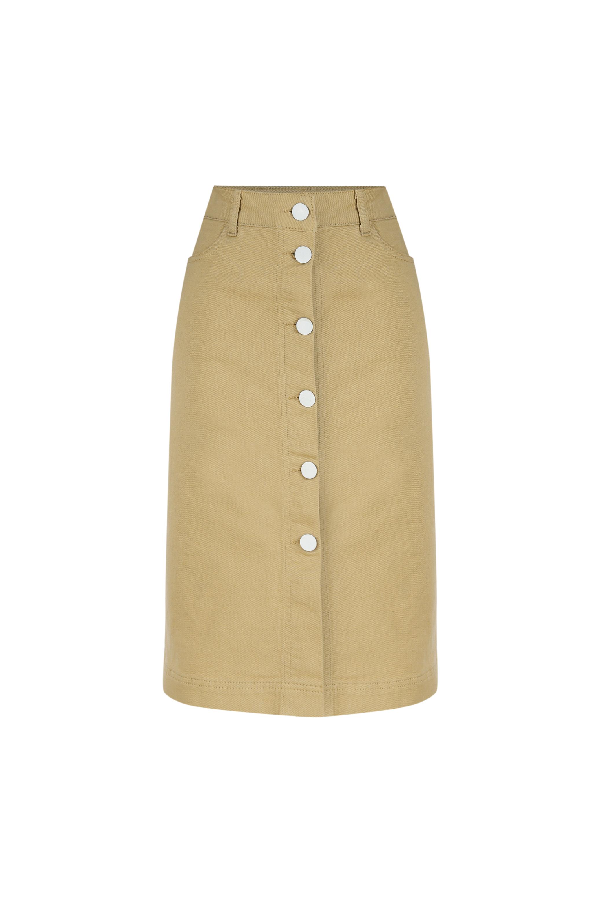 DÜĞMELİ PAMUKLU MİDİ ETEK
