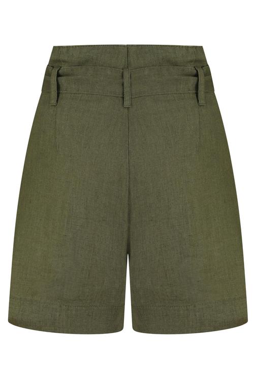  YÜKSEK BEL KUŞAKLI KETEN ŞORT