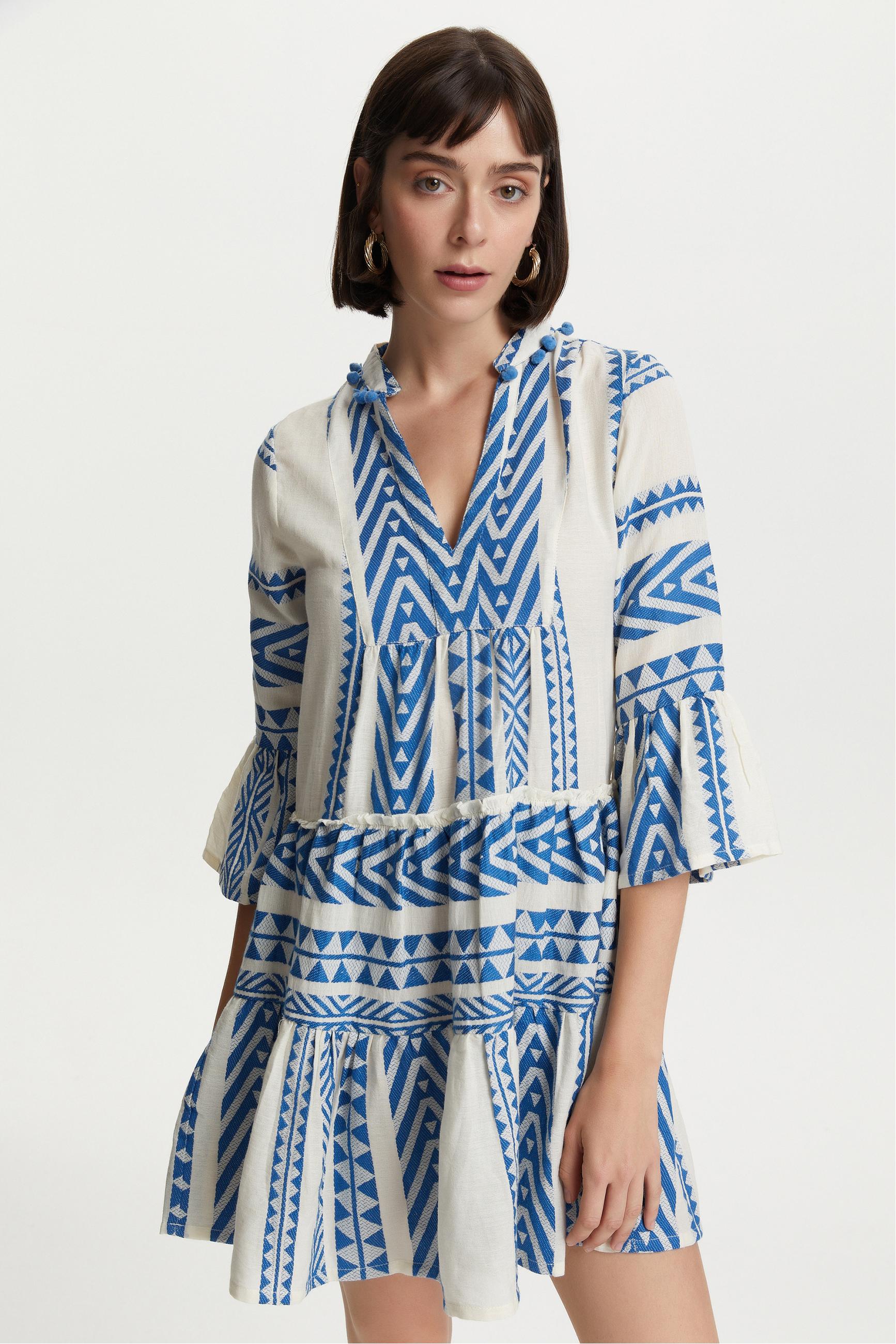 ETNİK DESENLİ MİNİ KLOŞ ELBİSE