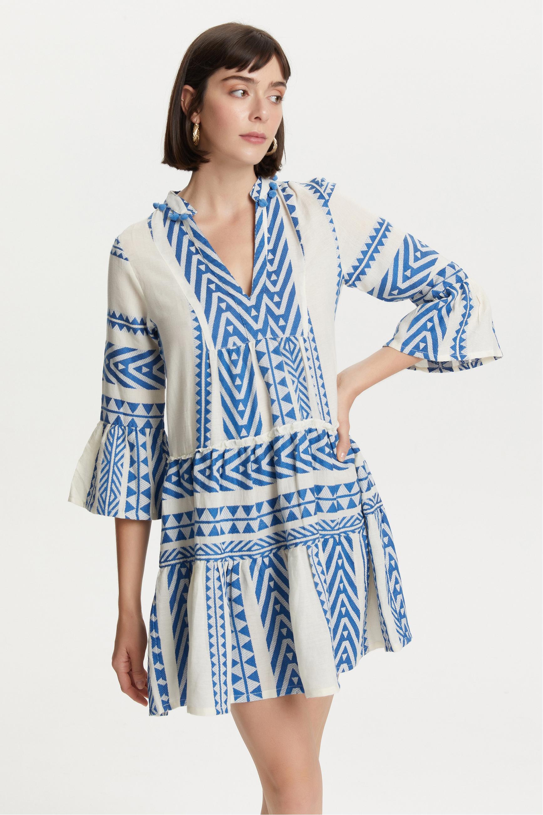 ETNİK DESENLİ MİNİ KLOŞ ELBİSE